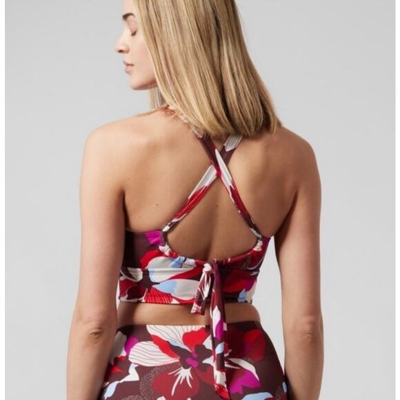 NWT Athleta | Purple / Red / Blue / Cream Floral Plunge Bikini Top | Size XL - Picture 2 of 9